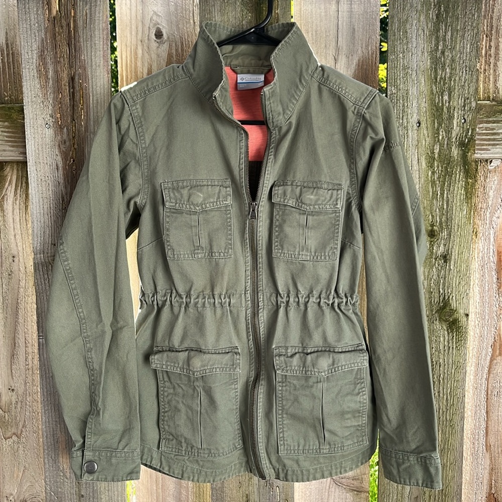 Green military jacket
